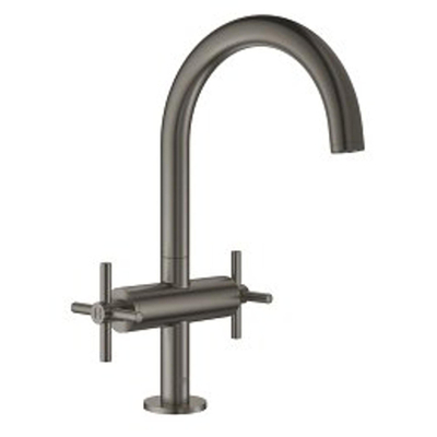 GROHE Atrio Wastafelkraan Opbouw - uitloop 16.6cm - push open - hard graphite geborsteld