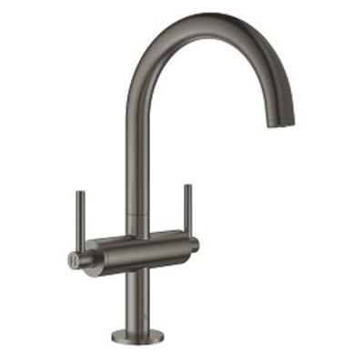 GROHE Atrio Wastafelkraan Opbouw - uitloop 16.6cm - L-size - push open - draaibaar - brushed hard graphite