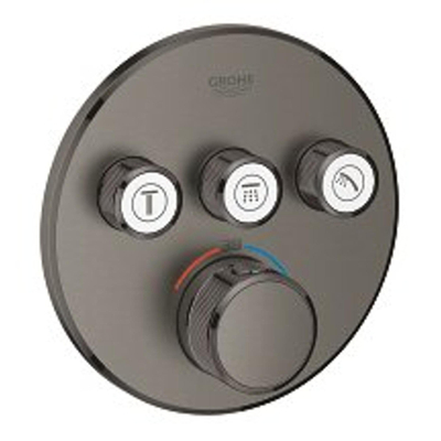 GROHE Grohtherm SmartControl inbouwkraan thermostatisch met omstel voor 3 functies rond hard graphite geborsteld