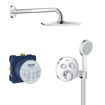 GROHE Grohtherm Smartcontrol Regendoucheset Inbouw - hoofddouche 21cm - handdouche rond - wandarm - chroom