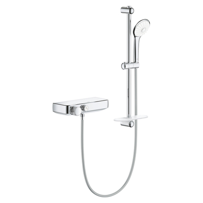 GROHE Grohtherm Smartcontrol Doucheset - thermostatische douchekraan - met glijstangset - 60cm - ronde handdouche - 3 straalsoorten - gladde doucheslang - met zeepschaal - chroom