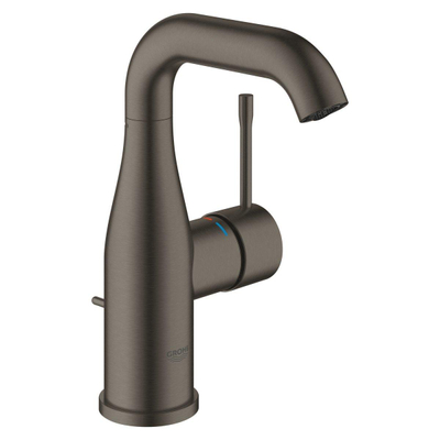 GROHE Essence New Wastafelkraan Opbouw - uitloop 11.4cm - M-size - hoge draaibare uitloop - waste - EcoJoy - brushed hard graphite