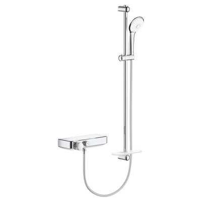 GROHE Grohtherm Smartcontrol Doucheset - thermostatische douchekraan - met glijstangset - 90cm - ronde handdouche - 3 straalsoorten - gladde doucheslang - met zeepschaal - chroom