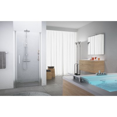 Novellini Giada draaideur voor nis 1B 87 90x195cm rechts mat chroom profiel en helder glas