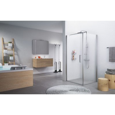 Novellini Giada vaste wand F 84/87x195cm mat chroom profiel en helder glas