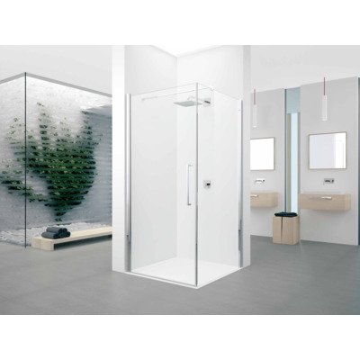 Novellini Young 2.0 F1 zijwand 87/89x200cm met chroom mat profiel en helder glas