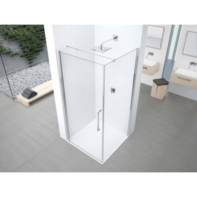 Novellini Young 2.0 FG zijwand 99/101x200cm voor draaideur G en vouwdeur 2GS met chroom mat profiel en helder glas