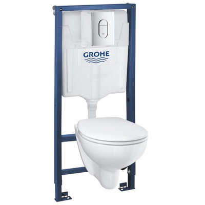 GROHE inbouw toiletset Spoelrandloos softclose quickrelease wit met bedieningsplaat chroom