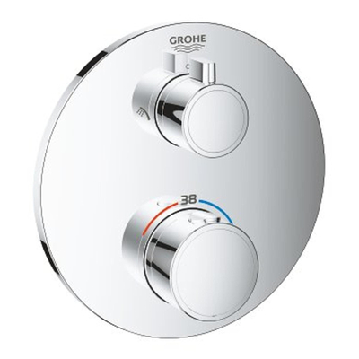 Grohe Grohtherm Inbouwthermostaat - 2 knoppen - rond - chroom