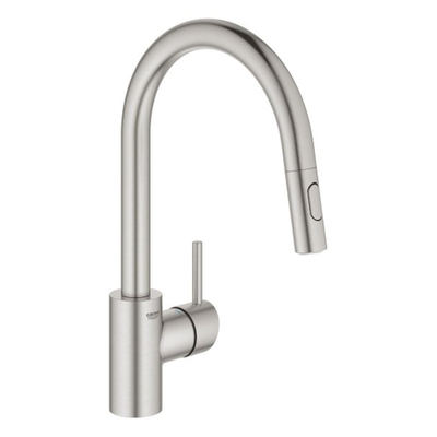 GROHE Concetto Keukenkraan - uittrekbare uitloop - 2 straalsoorten - supersteel geborsteld