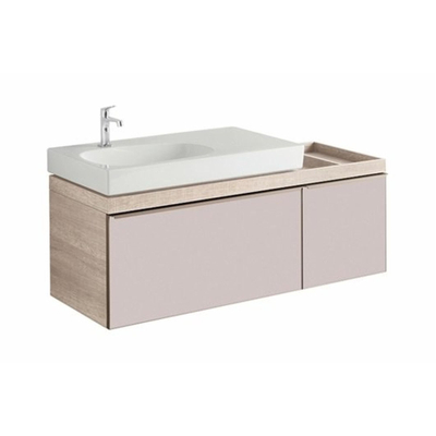 Geberit Citterio onderbouwkast met 2 laden 133.4x55.4x50.4cm met opbergruimte rechts voor wastafel met afleg rechts beige/taupe