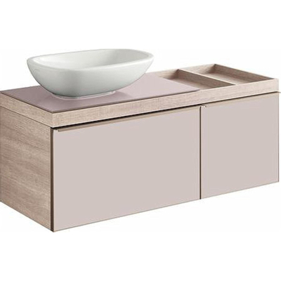 Geberit Citterio onderbouwkast met glasplaat met 2 laden 118.4x54.3x50.4cm met opbergruimte rechts voor wastafel met afleg rechts beige/taupe