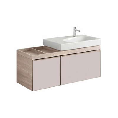 Geberit Citterio onderbouwkast met 2 laden 118.4x55.4x50.4cm met opbergruimte links voor wastafel met afleg links beige/taupe