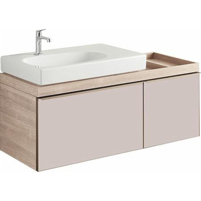 Geberit Citterio onderbouwkast met 2 laden 118.4x55.4x50.4cm met opbergruimte rechts voor wastafel met afleg rechts beige/taupe