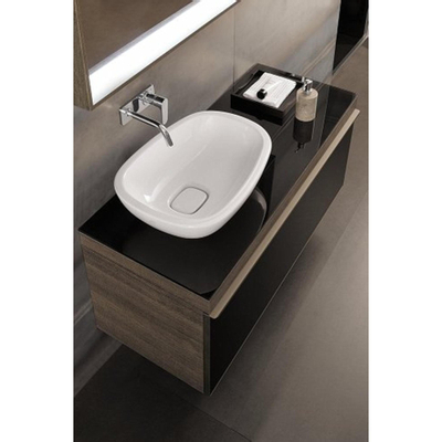 Geberit Citterio onderbouwkast met glasplaat 88.4x54.3x50.4cm met 1 lade grijs/zwart