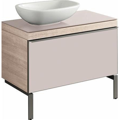 Geberit Citterio onderbouwkast met glasplaat 88.4x54.3x50.4cm met 1 lade beige/taupe