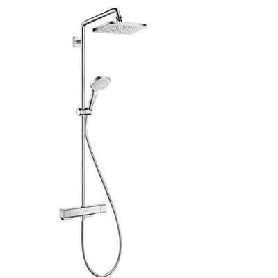 Hansgrohe Croma E280 showerpipe: met douchekraan thermostatisch m. 1jet hoofddouche EcoSmart m. 3jet handdouche multi en doucheslang 200cm chroom