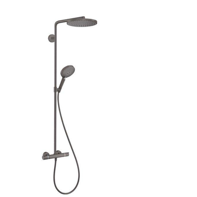 Hansgrohe Raindance 240 PowderRain 1jet showerpipe: m. Ecostat Comfort douchekraan thermostatisch m. Raind. Select S 120 3jet handd. en hoofdd. 1jet brushed black chroom