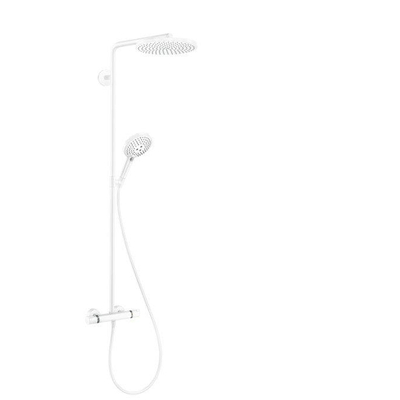 Hansgrohe Raindance 240 PowderRain 1jet showerpipe: m. Ecostat Comfort douchekraan thermostatisch m. Raind. Select S 120 3jet handd. en hoofdd. 1jet mat wit