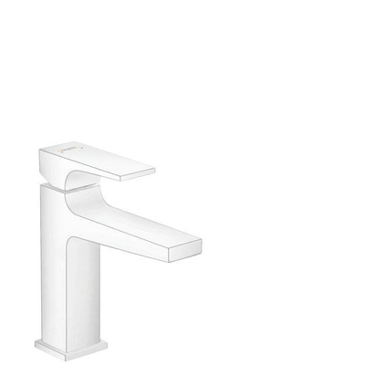 Hansgrohe Metropol wastafelkraan 110 met push open waste met voorsprong vaste uitloop 13.5cm mat wit