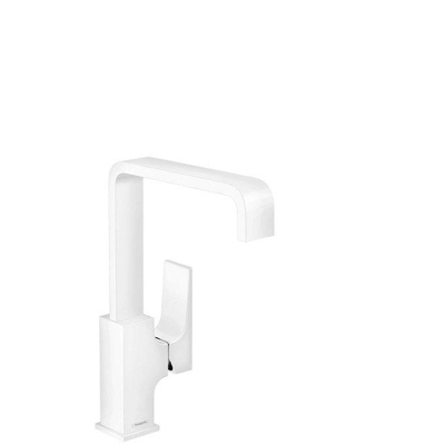 Hansgrohe Metropol wastafelkraan 230 met push open waste m. 120° draaibare uitloop 16.5cm mat wit