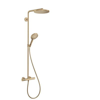 Hansgrohe Raindance 240 PowderRain 1jet showerpipe: m. Ecostat Comfort douchekraan thermostatisch m. Raind. Select S 120 3jet handd. en hoofdd. 1jet brushed bronze