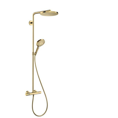 Hansgrohe Raindance 240 PowderRain 1jet showerpipe: m. Ecostat Comfort douchekraan thermostatisch m. Raind. Select S 120 3jet handd. en hoofdd. 1jet polished gold