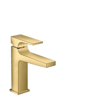 Hansgrohe Metropol wastafelkraan 110 met push open waste met voorsprong vaste uitloop 13.5cm polished gold