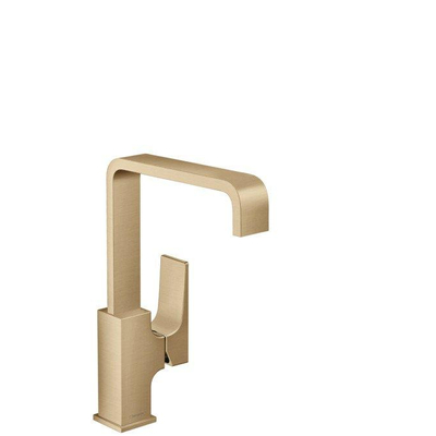 Hansgrohe Metropol wastafelkraan 230 met push open waste m. 120° draaibare uitloop 16.5cm brushed bronze