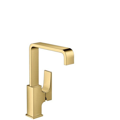 Hansgrohe Metropol wastafelkraan 230 met push open waste m. 120° draaibare uitloop 16.5cm polished gold