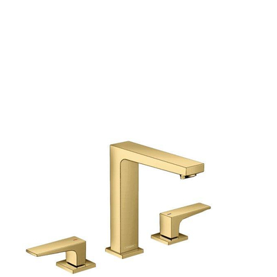 Hansgrohe Metropol wastafelkraan 160 met push open waste met voorsprong vaste uitloop 15.2cm polished gold