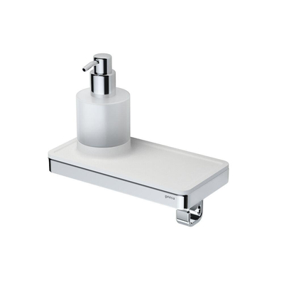 Geesa Frame Zeepdispenser met planchet en handdoekhaak Wit / Chroom