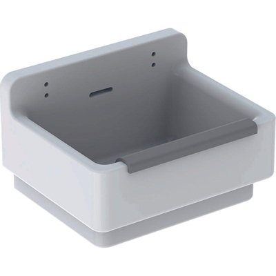 Geberit 300 Basic uitstortgootsteen met stootrand 36.5x46x30cm met gaten voor emmerrooster wit