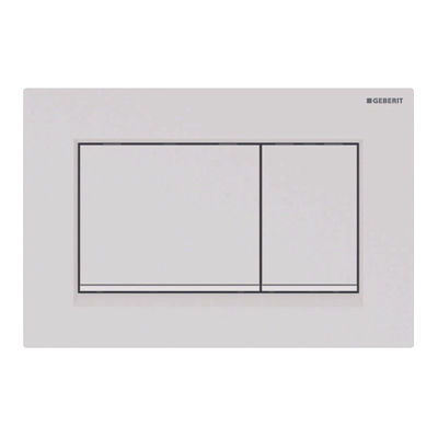 Geberit Sigma30 bedieningplaat, 2-toets spoeling frontbediening voor toilet 24.6x16.4cm wit mat met witte strook