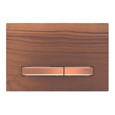 Geberit Sigma50 bedieningsplaat - 2-toets spoeling - vierkant - roodgoud/Amerikaans noten