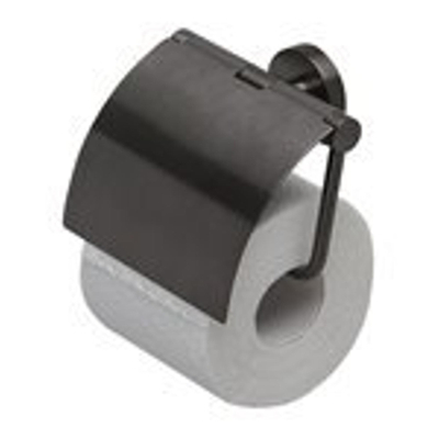 Geesa Nemox Toiletrolhouder met klep Zwart metaal geborsteld