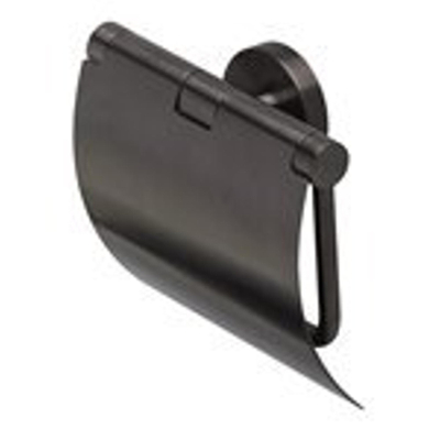 Geesa Nemox Toiletrolhouder met klep Zwart metaal geborsteld