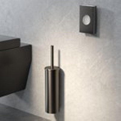 Geesa Nemox Toiletborstel - vrijstaand - witte borstelkop - zwart metaal geborsteld