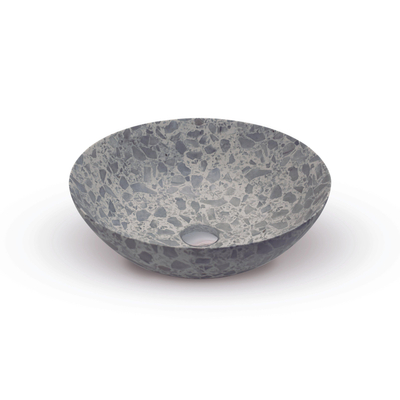 Looox Ceramic terrazzo waskom - 40x15cm - Grey