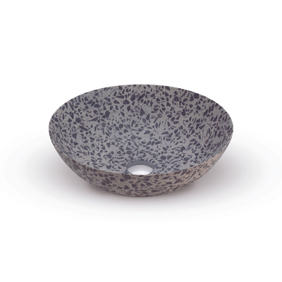 Looox Ceramic terrazzo waskom - 40x15cm - Black