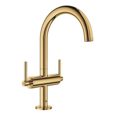 GROHE Atrio Wastafelkraan Opbouw - uitloop 16.6cm - L-size - push open - draaibaar - cool sunrise