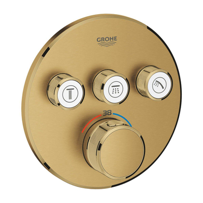 GROHE Grohtherm SmartControl inbouwkraan thermostatisch met omstel voor 3 functies rond cool sunrise geborsteld