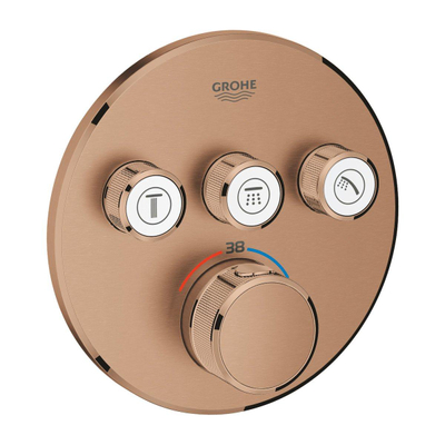 GROHE Grohtherm SmartControl inbouwkraan thermostatisch met omstel voor 3 functies rond warm sunset geborsteld