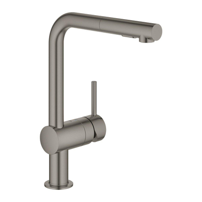 GROHE Minta Keukenkraan - hoog - uittrekbare l uitloop - 2 straalsoorten - hard graphite geborsteld