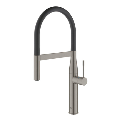 GROHE Essence Keukenkraan - hoog - 2 straalsoorten - met profesionele handdouche - hard graphite geborsteld