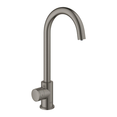 GROHE Blue Home Keukenkraan - C-uitloop - 1-gats - filterfunctie - plat licht en bruisend water - hard graphite geborsteld