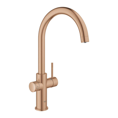 GROHE Blue Home Keukenkraan - C-uitloop - 1-gats - filterfunctie - plat licht en bruisend water - brushed warm sunset