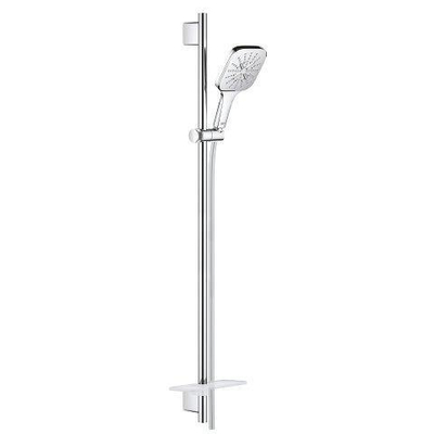 GROHE Rainshower Smartactive 130 Cube Glijstangset - 90cm - vierkante handdouche - 3 straalsoorten - gladde doucheslang - met zeepschaal - chroom