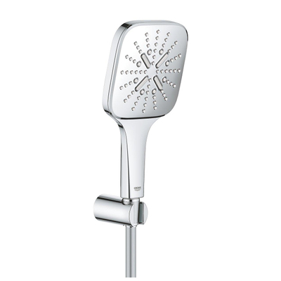 GROHE Rainshower SmartActive 130 Cube Handdoucheset - 3 straalsoorten - vierkant - met houder - gladde slang - 150cm - chroom