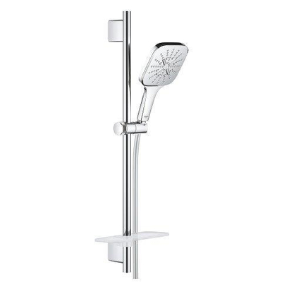 GROHE Rainshower Smartactive 130 Cube Glijstangset - 60cm - vierkante handdouche - 3 straalsoorten - gladde doucheslang - met zeepschaal - chroom